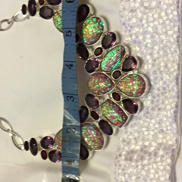 Jewelry - Australian triplet opal, garnet,, healing amethyst